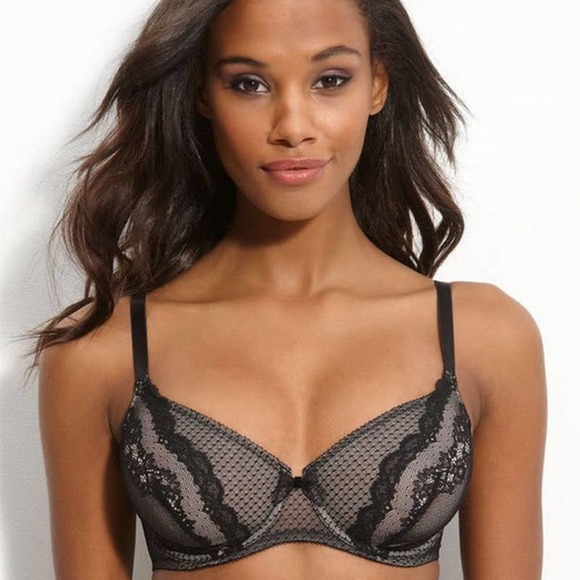 Wacoal 851143 Absolutely Fabulous Black Lace Underwire Bra 38C - Picture 1 of 5
